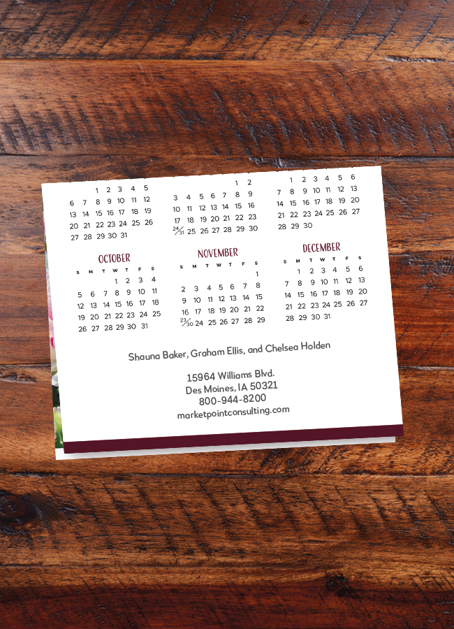 Floral Calendar Card Business Calendars Posty Cards